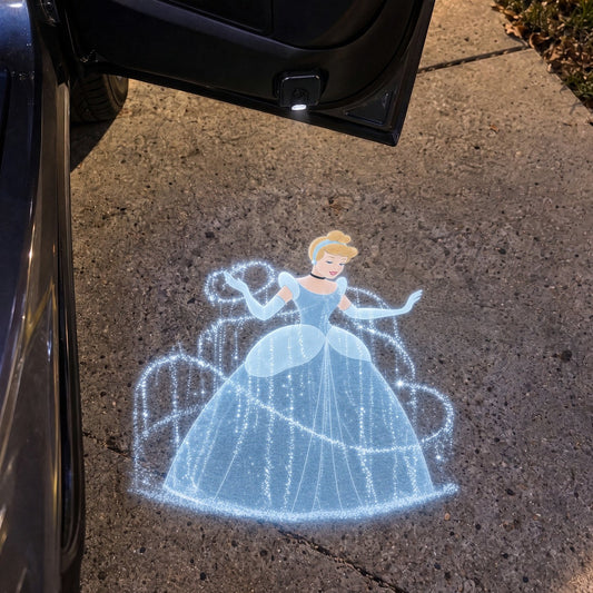 Princess Light car door projector at night